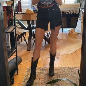 Authentic Black Leather Women’s Cowboy Boots